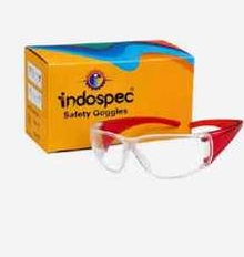Indospec High Impact Clear Safety Goggles (Red Temple)