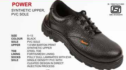Power Synthetic Upper PVC Sole ISI Steel Toe Safety Shoes