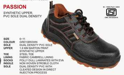 Passion Grey Brown Dual Density PVC Sole Safety Shoes