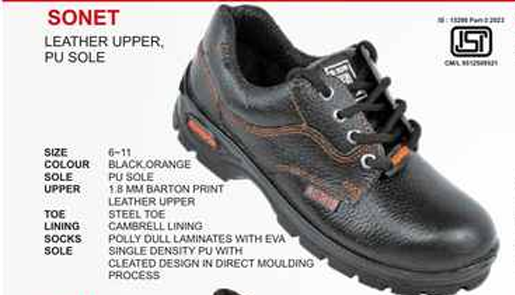 Sonet Genuine Leather Upper PU Sole ISI Steel Toe Shoes