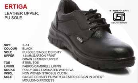 Ertiga Genuine Leather Upper Single Density PU Sole Safety Shoes