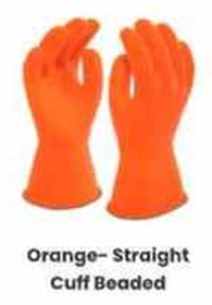 Orange Straight Cuff Beaded Electrical Dielectric Safety Gloves