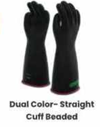 Dual Color Straight Cuff Beaded Electrical Dielectric Gloves