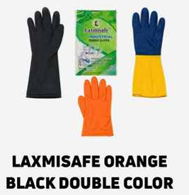 Laxmisafe Orange Black Double Color Rubber Gloves